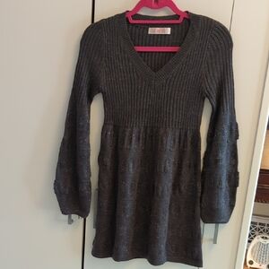 Black Knit V-Neck Sweater Dress